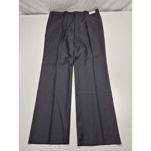 Prontomoda Pants Mens 42x36 Black Wool Super 140s Merino Unhemmed Flat Front